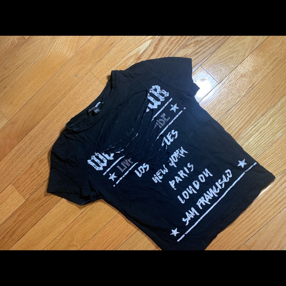 Distressed World Tour Crop Top